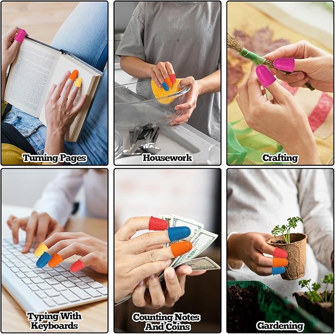 25 PCS Silicone Finger Protectors, Rubber Fingers Tips, Rubber Finger Tips Office, Rubbers Thimbles for Knitting, Sewing and oOther Processes