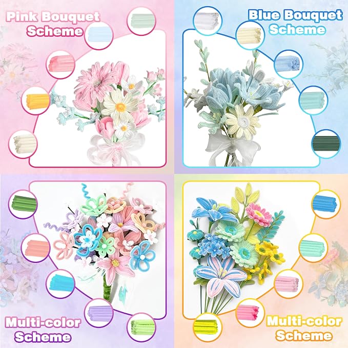 800 PCS Pipe Cleaners Craft, Pipe Cleaners Flowers Kit - Image 4