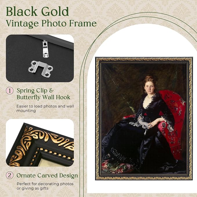 TWING 11x14 Picture Frame, Ornate Vintage 11x14 Frame, 1 Pack | Vintage Picture - Image 4