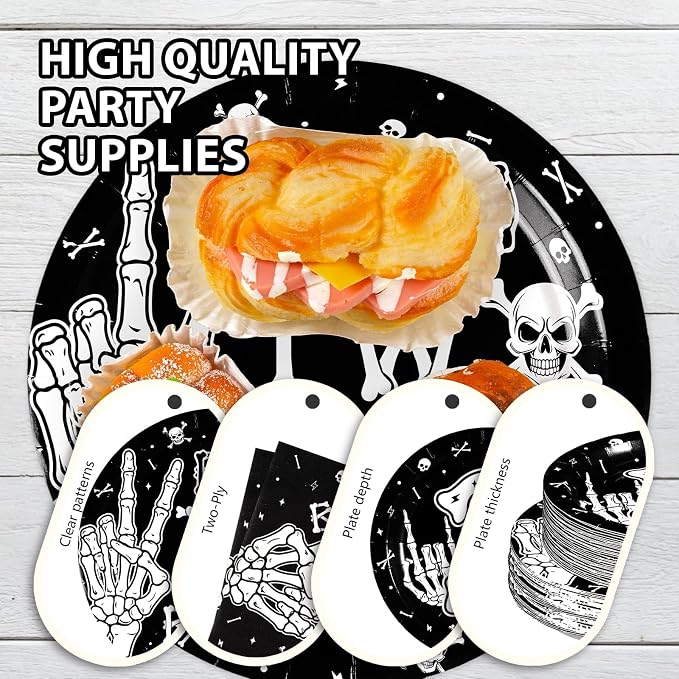 168Pcs Bad Two The Bone Birthday Party Supplies Serves 24 | Rock And Roll - Image 3