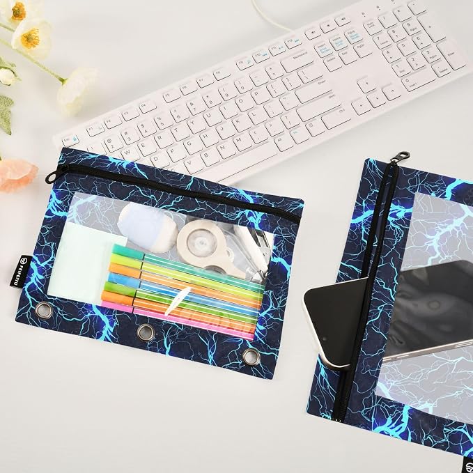 Dark Blue Electric Lightning Pencil Pouch - Image 5