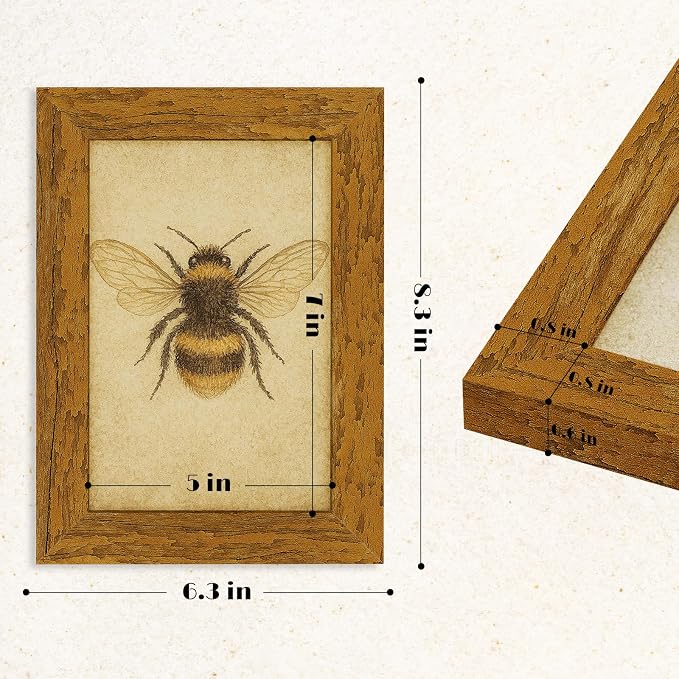 puthiac 5x7 Rustic Farmhouse Picture Frame, Honey Oak, 1 Pack | Distressed MDF - Image 6