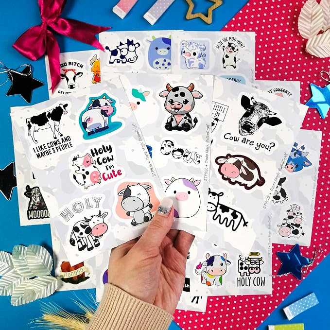 BulbaCraft 100Pcs Cow Stickers for Water Bottles, Laptop Decals, Cute Cow Gifts - Image 6