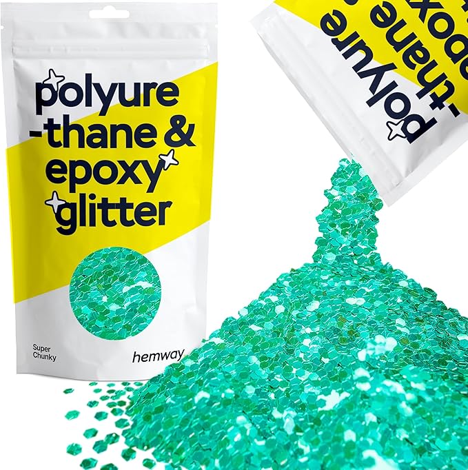 Hemway Glitter for Resin 100g Turquoise Blue Metallic Crystals for Epoxy Craft Super Chunky Flakes Tumblers Wax Melt