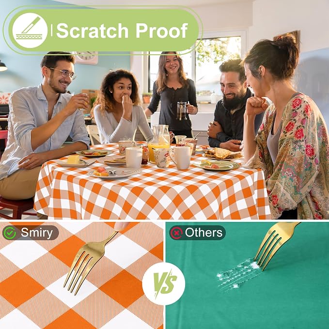 Smiry Plastic Table Cloth, Waterproof Vinyl Tablecloth - Image 5