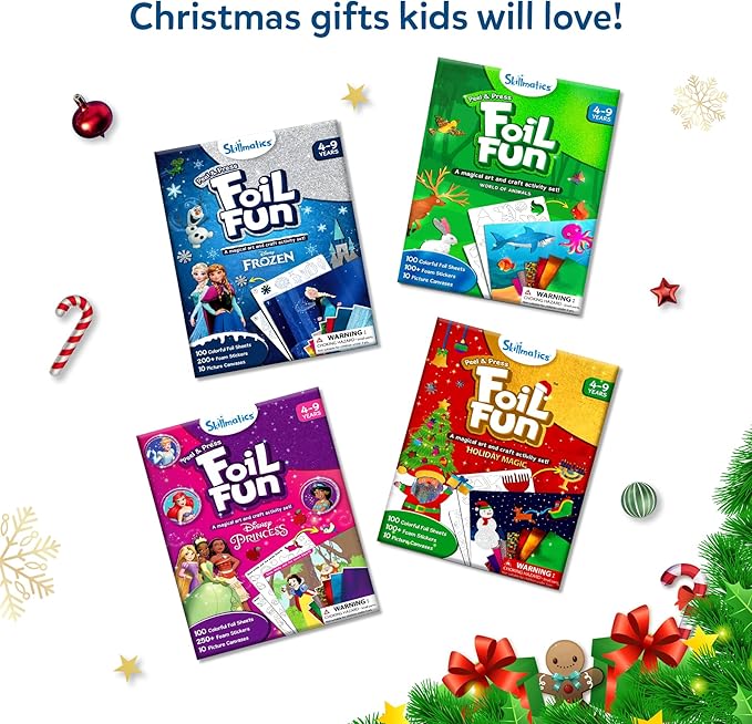 Skillmatics Foil Fun - Letter & Number Stickers, Mess-Free Art, Project Kits, DIY Colorful Creative Activity, Gifts for Ages 5, 6, 7, 8, 9, and Up