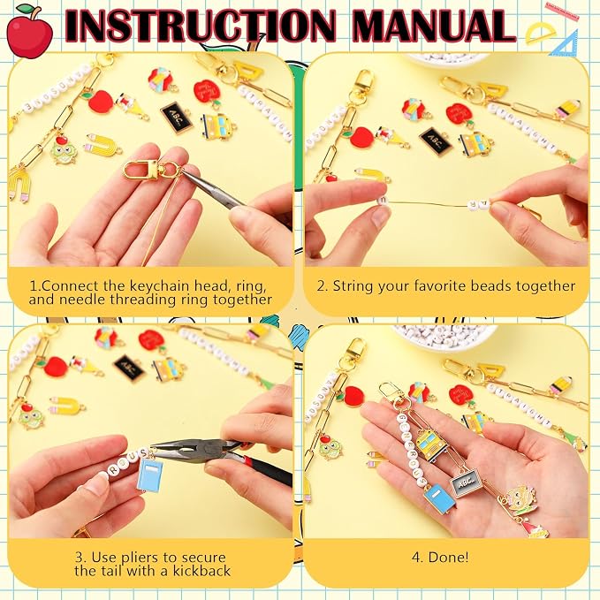 Liliaafar 48 Set Keychain Making Kit Gold Silver Metal Keychain Clips - Image 6