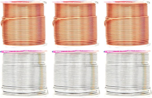 Mandala Crafts 16 Gauge Anodized Aluminum Craft Wire for Jewelry Making – 390 FT Colored Flexible Silver Copper Tone Wire - Bendable for Bonsai Armature Crafting Sculpting