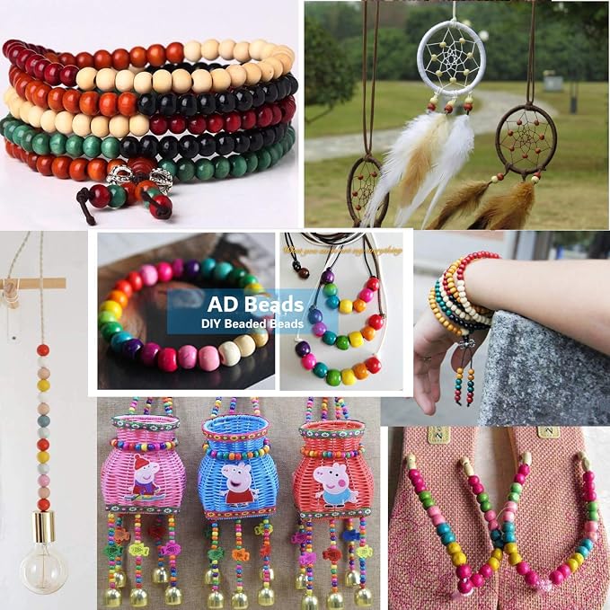 AD Beads Large Hole Wood Spacer Wooden Jewelry Making Bracelet Necklace - Image 6