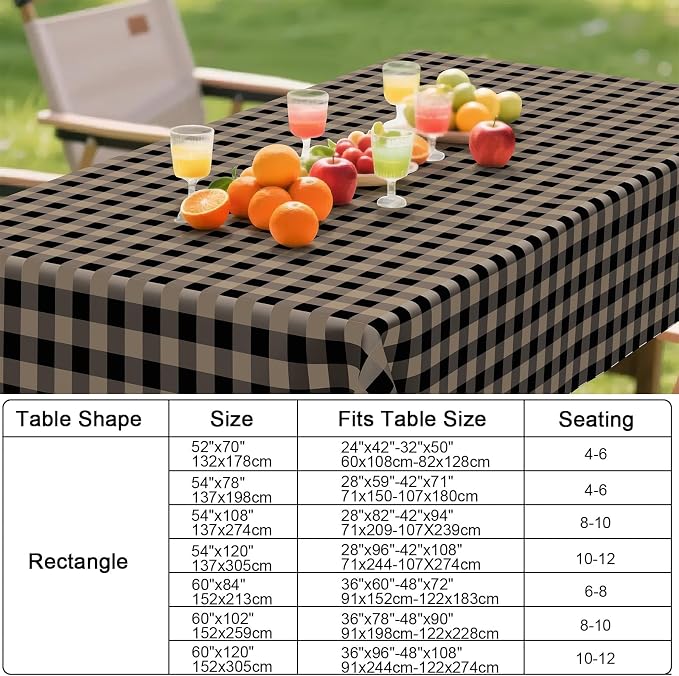 Smiry Rectangle Table Cloth, Waterproof Vinyl Tablecloth - Image 7