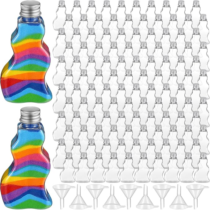 Nuenen 200 Pcs Sand Art Bottles Bulk Wave Shaped Plastic Container by Nuenen