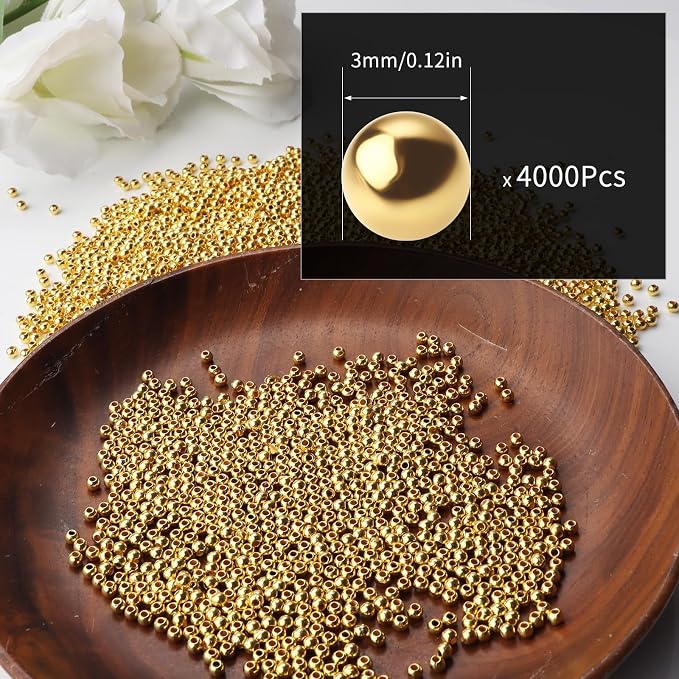 4000pcs Gold 3mm Pearl Beads - Image 2