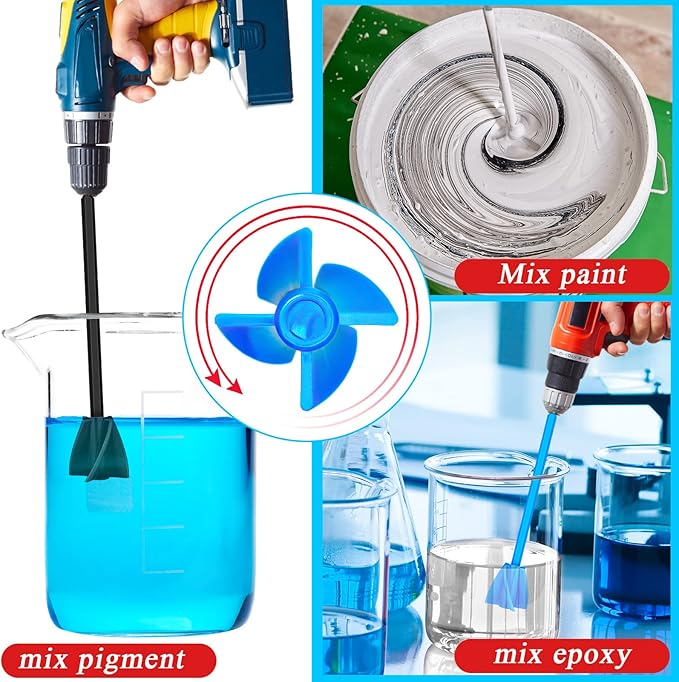12 Pieces Epoxy Mixer Attachment for Drill Helix Paint Mixer Reusable Paint Stirrers Drill Attachment for Resin for Jewelry Resin Casting Molds (Red, Blue, Black, White)
