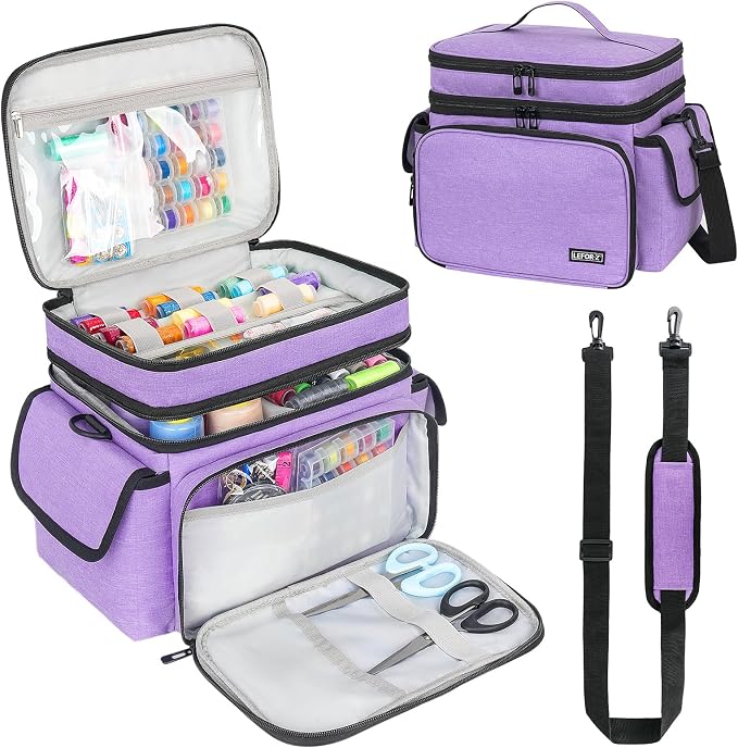 LEFOR·Z Sewing Supplies Organizer Storage Bag, Double-Layer Protable Travel by LEFOR%C2%B7Z