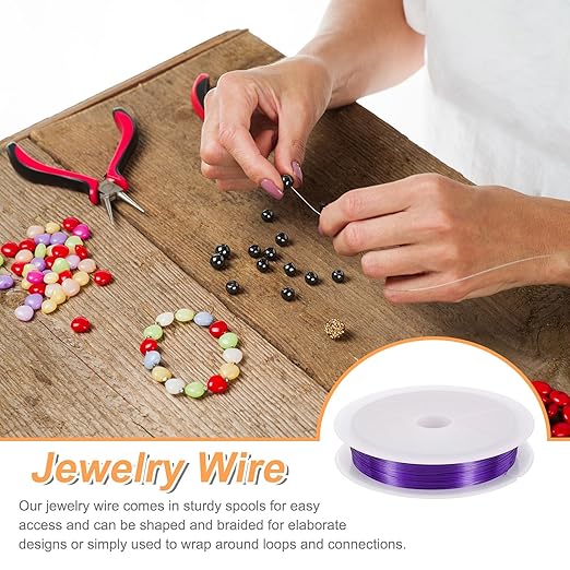 HARFINGTON 49ft Jewelry Wire, 28 Gauge (0.3mm) Brass Craft Soft Metal Tarnish Resistant Copper Beading Wire for Jewelry Making Supplies Crafting, Purple