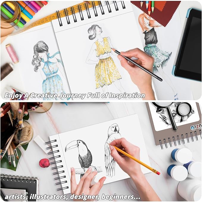 5 Pcs Sketch Book Bulk 9 x 12 in 200 Sheets Top Spiral Bound Sketch Pad Drawing - Image 6