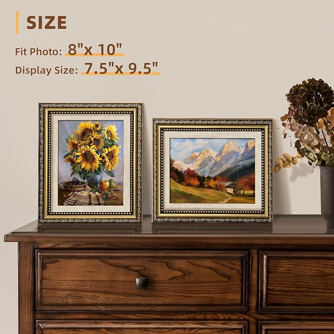 HappyHapi 8x10 Picture Frame Gold, Vintage Frames, 1 Pack | Vintage Picture - Image 3