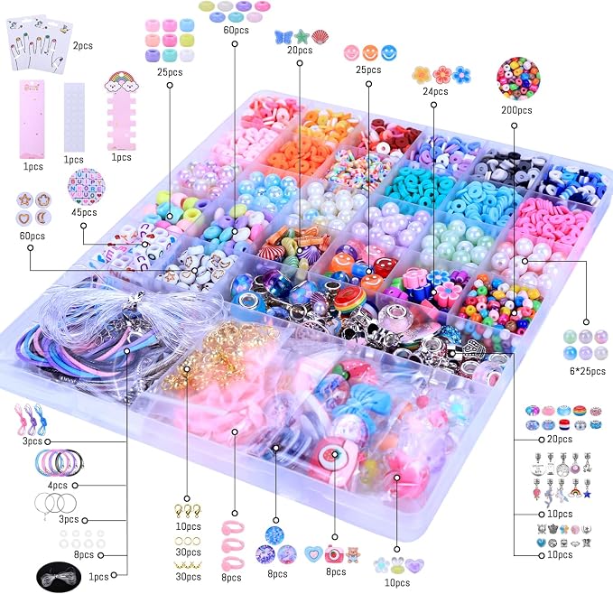 AIPRIDY 3200 Pieces Girls Toys Bracelet Making Kit, Unicorn/Mermaid Clay Beads - Image 6