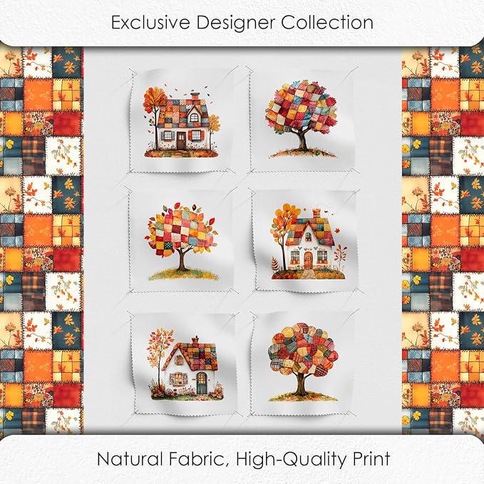 Autumn Patchwork Cottage Fabric Panel – Six 10×10 inch Designs + Bonus - Image 5