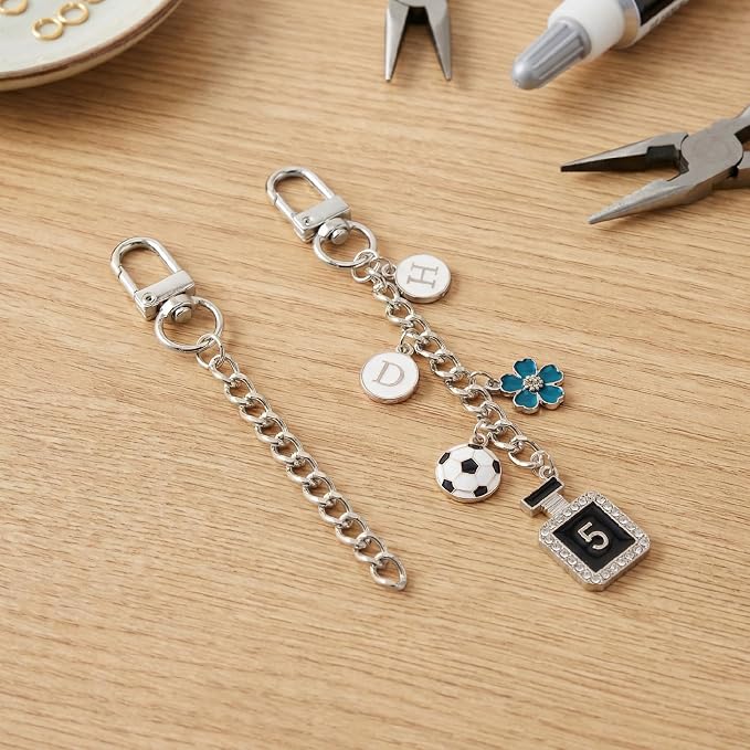20pcs Silver Keychain Making Kit, Key Ring Swivel Snap Hook Chains, Alloy - Image 7