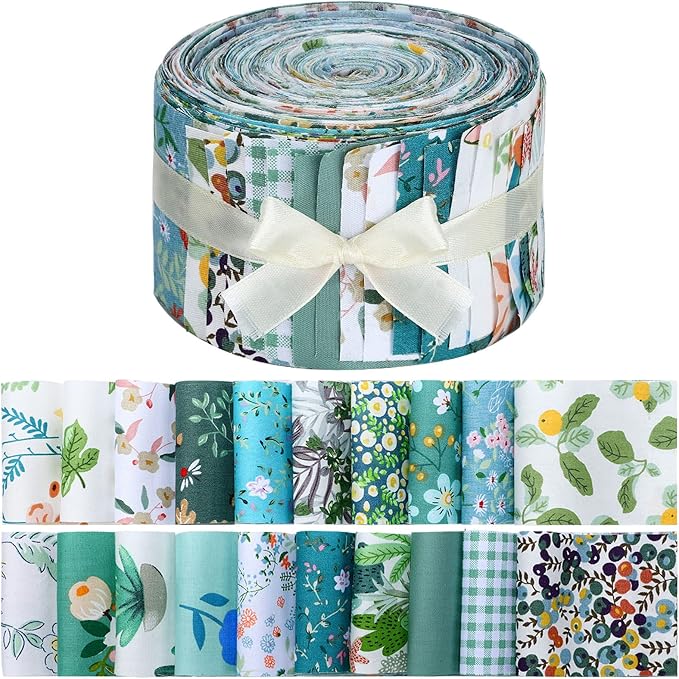 Hosuly 40 Pcs Blue Green Floral Jelly Fabric by Hosuly