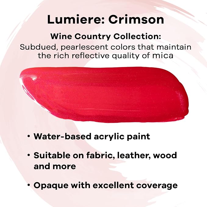 Jacquard Lumiere 8oz Fabric Paint Crimson - Image 2