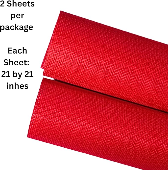 2 Sheets of Red 11 Count Aida Cloth – 21 x 21 Inch Pre-Cut Fabric Squares – Cross Stitch Fabric – 100% Cotton – Ideal for Needlework & Embroidery – The Knotty Unicorn