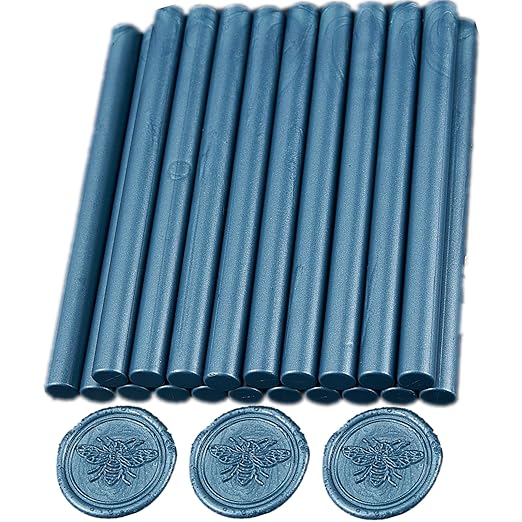 Gray Blue Wax Seal Sticks, ONWINPOR 20pcs Glue Gun Waxs Sealing Sticks for Waxseal Stamp, Wedding Invitations, Mini Waxing Seals Gunsticks Suit to 0.28'' Glue Gun(Gray Blue)