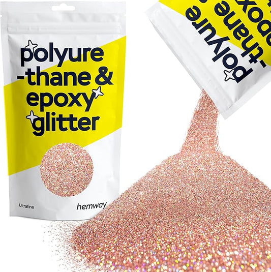 Hemway Polyurethane & Epoxy Resin Glitter for Arts, Crafts, Tumblers, Flooring, Woodwork, Decorating and Resin Projects 100g - Rose Gold Holographic