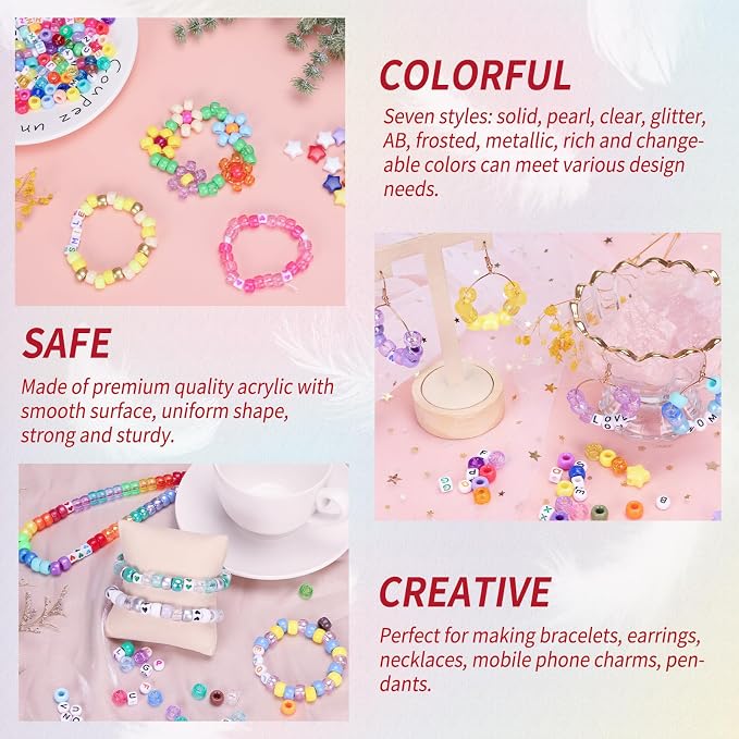 Bracelet Making Kit 96 Colors Pony Beads 3300pcs Friendship Bracelet Kit - Image 4