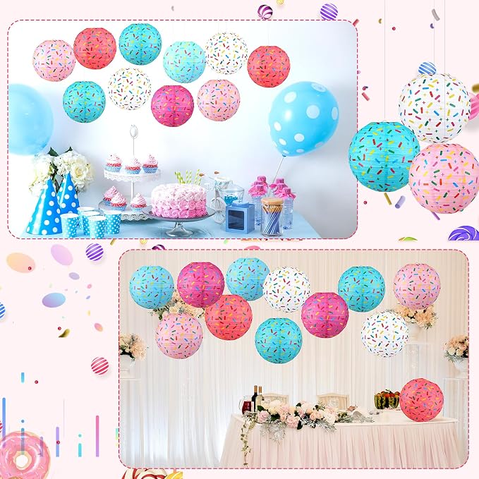 Panelee 12 Pcs Donut Paper Lanterns Party Decorations 8 Inch Hanging Round - Image 5