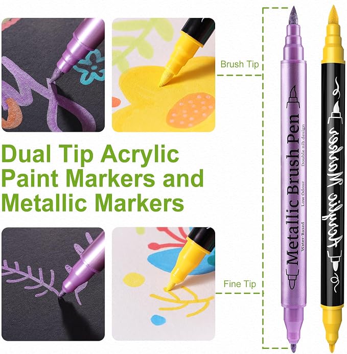 24 Metallic & 24 Acrylic Paint Markers Pens - Image 3