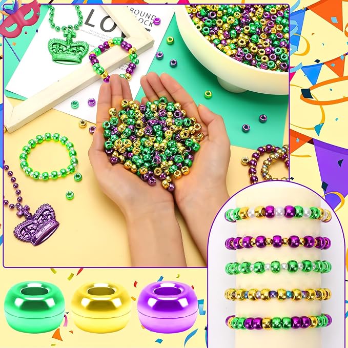 UPINS 1200Pcs Mardi Gras Pony Beads - Image 4