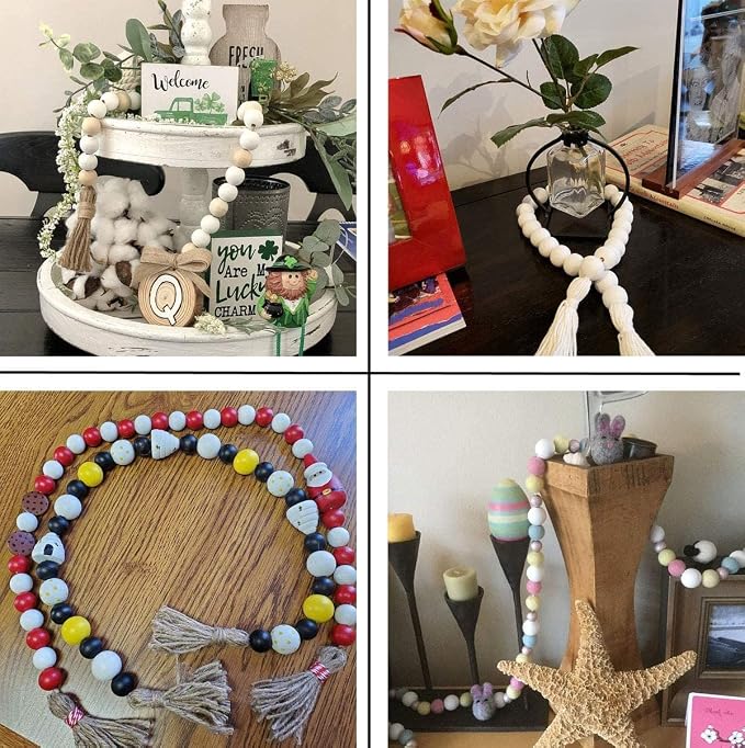 AD Beads Wood Spacer Loose Wooden Craft Beads Big Hole Beads Assorted - Image 5