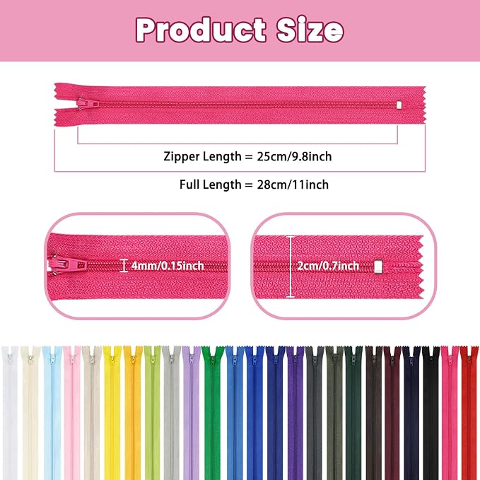 Zippers, DOITEM 72 pcs Zippers for Sewing 25cm/10 Inch Multicolor Nylon Coil - Image 4