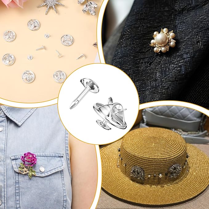 150 Sets Pin Backs Replacement Lapel Butterfly Clutch Pin Silver Butterfly Tie Tacks Metal Enamel Backing Replacement Jewelry Pins Backings Clasp Pins Keepers for Brooch for Craft Jewelry Making