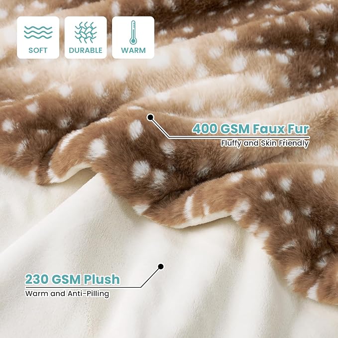 Waterproof Pet Blanket, Christmas Faux Fur Deer Print Blanket, Woman Sofa Bed - Image 2