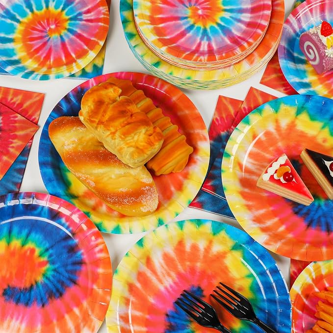 50 Guests Tie Dye Plates and Napkins Party Supplies Tie Dye Party Decorations - Image 5