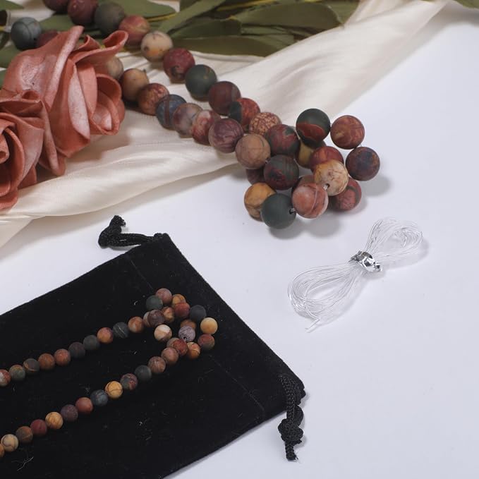 4mm Matte Picasso Jasper Bead, 15-Inch Matte Round Loose Stone Beads - Image 2