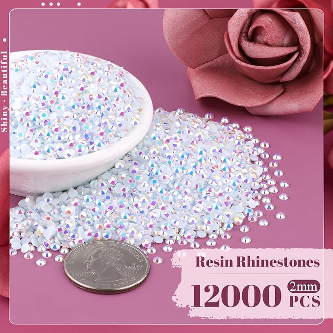 12000PCS 2mm Resin Jelly Rhinestones in Bulk, Bedazzling Flatback Crystals - Image 2