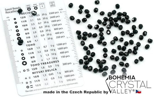 100pcs Faceted Fire Polished Pressed Czech Glass Beads 4mm (0.16in), Jet Black 23980