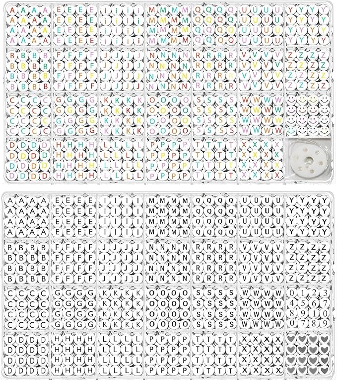 YMSDZHL Alphabet Beads A-Z 1900Pcs Letter Beads, Acrylic 4x7mm Round Letter by YMSDZHL
