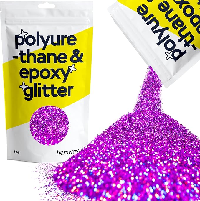 Hemway Polyurethane & Epoxy Resin Glitter 100g / 3.5oz Metallic Crystal Flake Additive for Flooring Jewelry Tumblers Glass Pigment - Fine (1/64" 0.015" 0.4mm) - Purple Holographic
