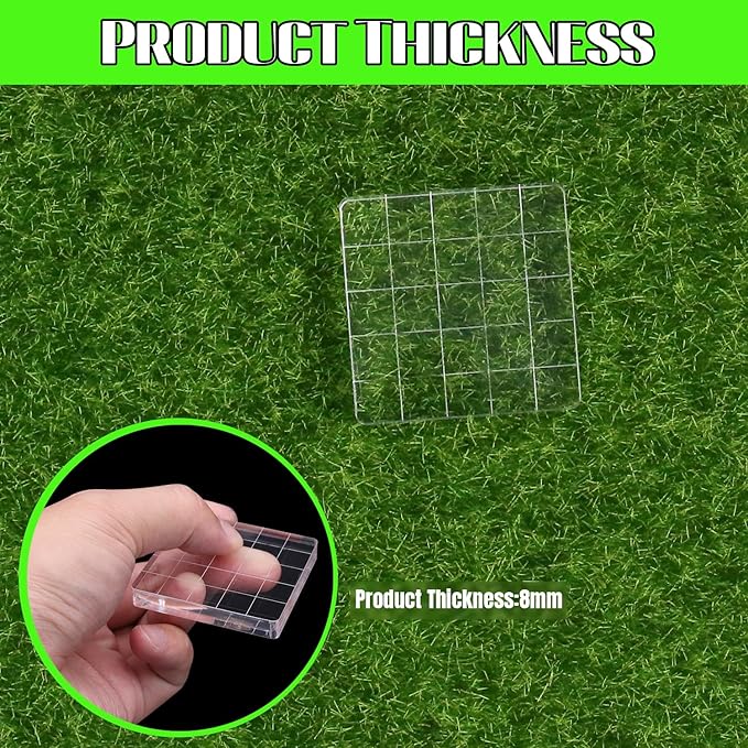 2Pcs Clear Stamp Blocks Set, 2 x 2 Inch Square Acrylic Blocks for Stamping With Grid Lines - Scrapbooking Crafts Tools