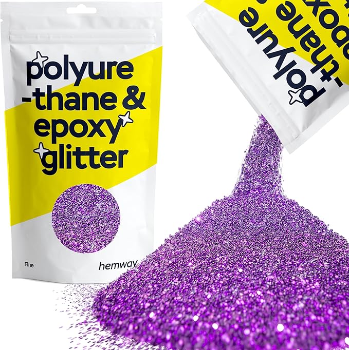 Hemway Polyurethane & Epoxy Resin Glitter 100g / 3.5oz Metallic Crystal Flake Additive for Flooring Jewelry Tumblers Glass Pigment - Fine (1/64" 0.015" 0.4mm) - Purple