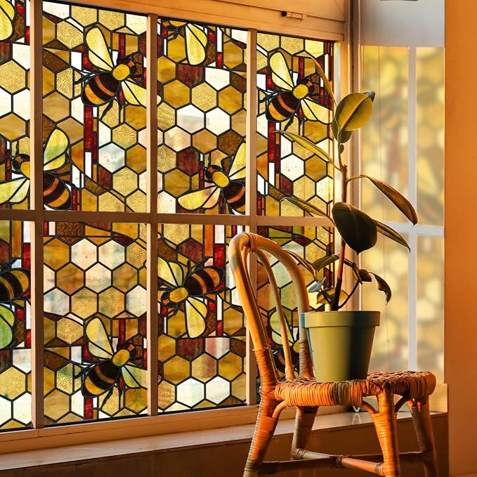 funlife Original Hand-Drawn Faux Stained Glass Window Film, Double-Sided Static - Image 6