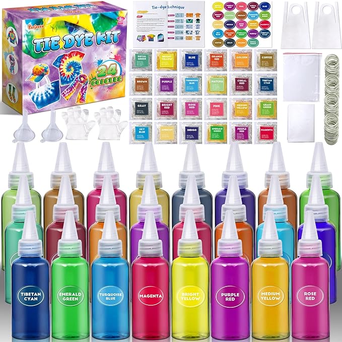 Tie Dye Kit, 24 Colours Fabric Tyedyedye Kit | Non-Toxic, by PATIFEED