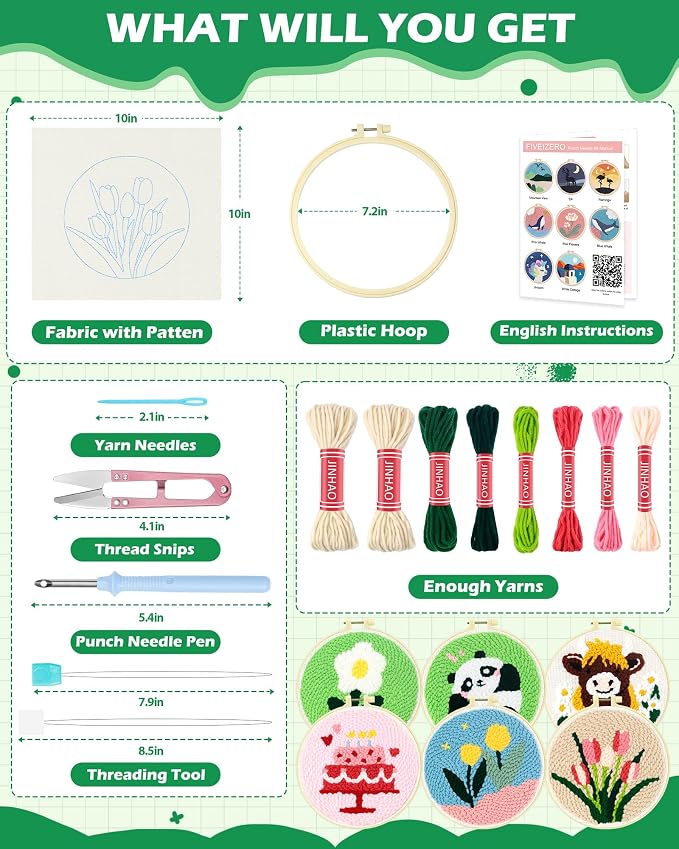 FIVEIZERO Punch Needle Kit for Beginners, Tulip Punch Embroidery Kit - Image 2