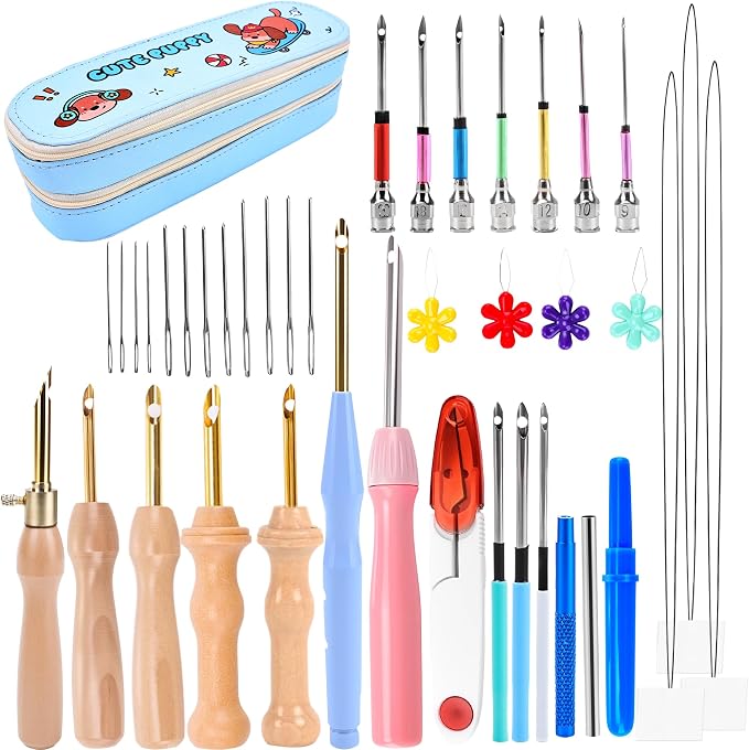 44 Pcs Punch Needle Embroidery Kit Punch Needle Kit Adult Beginner Punch Needle by Unknown