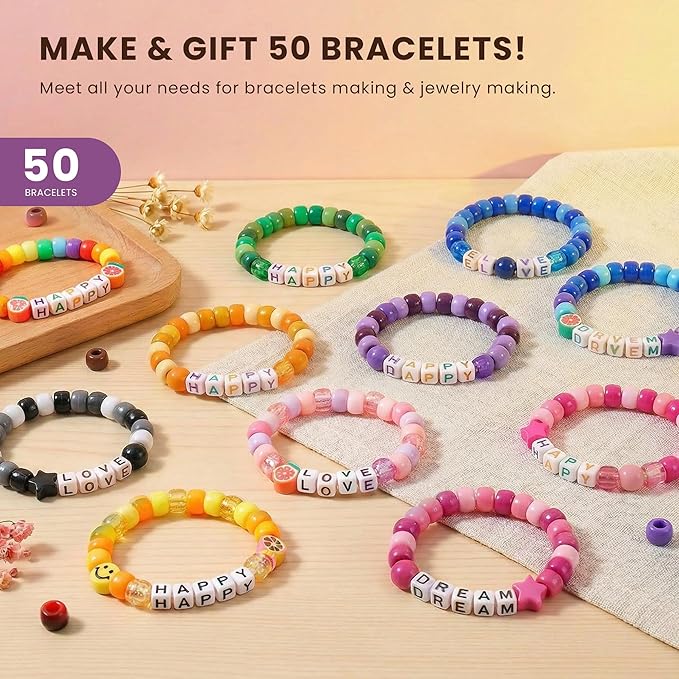 Gionlion 1000PCS Pony Beads Bulk Bracelet Making Kit, 24 Colors Kandi Beads - Image 5